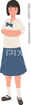 Thai Student in Uniform doing Confident Crossed Arms Pose. Thai Student in Uniform doing Confident Crossed Arms Pose. 109727982