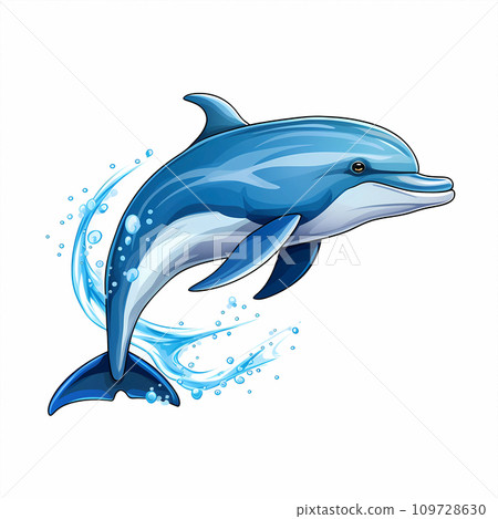 手绘卡通可爱的海豚插画图片 109728630