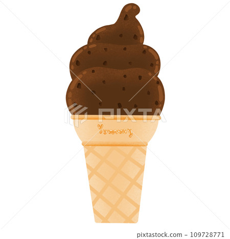 Chocolate Chip Soft Ice Cream Cartoon illustration Chocolate Chip Ice Cream Sticker Chocolate Chip Soft Ice Cream Cartoon illustration Chocolate Chip Ice Cream Sticker 109728771