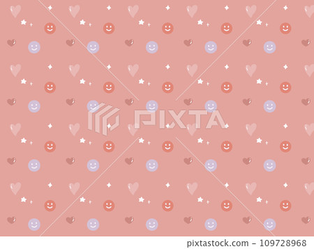 Cute pattern background with hearts and smileys Cute pattern background with hearts and smileys 109728968
