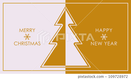 Christmas and New Year. A colored postcard with a Christmas tree. Creative template for greetings, invitations, flyers and creative ideas in a minimalist style Christmas and New Year. A colored postcard with a Christmas tree. Creative template for greetings, invitations, flyers and creative ideas in a minimalist style 109728972