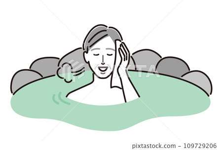 Senior man entering a hot spring 109729206