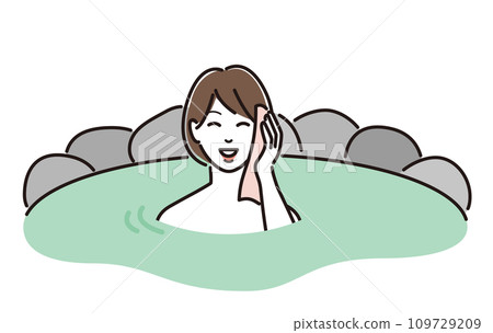 A woman taking an open-air bath 109729209