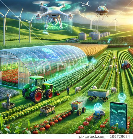 Fields managed by drones - Generative AI Fields managed by drones - Generative AI 109729624