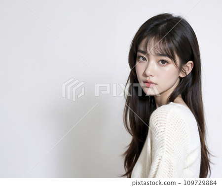 一位年輕的長髮亞洲女性的肖像(AI 生成的圖像) 一位年輕的長髮亞洲女性的肖像(AI 生成的圖像) 109729884