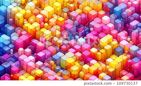 Overhead view of colorful cube group - Generative AI 109730137