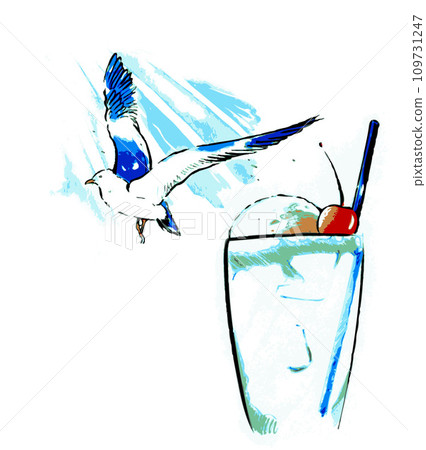 Seagulls and lighthouses, soda water 109731247