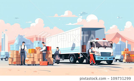 運輸貨物的物流工人 109731299