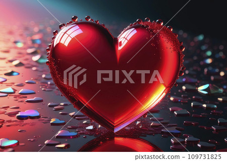 Happy Valentines day wallpaper. Valentines day background with glowing heart a 3D effect on dark background. Happy Valentines day wallpaper. Valentines day background with glowing heart a 3D effect on dark background. 109731825