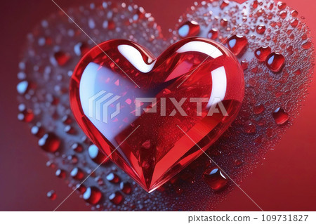 Happy Valentines day wallpaper. Valentines day background with glowing heart a 3D effect on dark background. 109731827