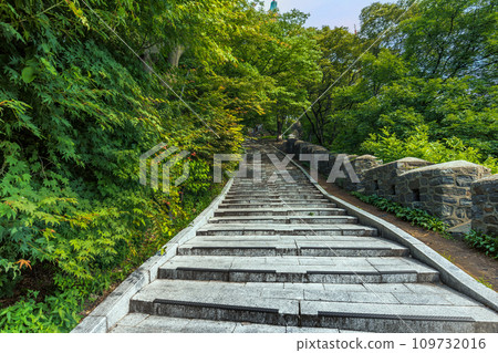 The stairs leading to N-Seoul Tower, a must-visit tourist destination for travelers in Seoul, South Korea The stairs leading to N-Seoul Tower, a must-visit tourist destination for travelers in Seoul, South Korea 109732016