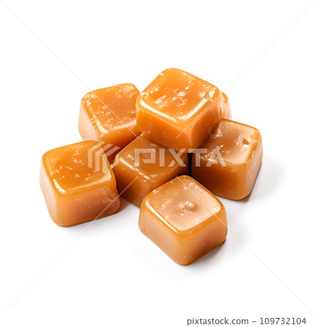 Caramel candy on white backgrounds Caramel candy on white backgrounds 109732104
