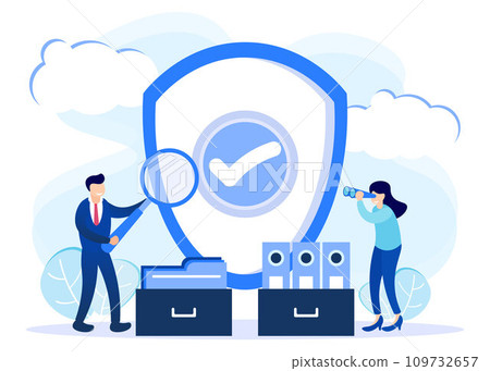 Illustration vector graphic cartoon character of data and document protection Illustration vector graphic cartoon character of data and document protection 109732657