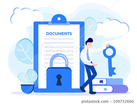 Illustration vector graphic cartoon character of data and document protection Illustration vector graphic cartoon character of data and document protection 109732660