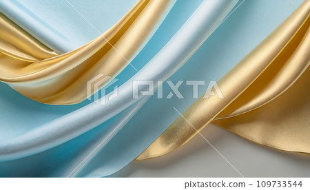 淡藍色和金色軟緞布（AI生成圖像） 109733544