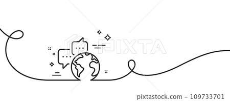 Global business line icon. Continuous one line with curl. World communication sign. Internet marketing symbol. World communication single outline ribbon. Loop curve pattern. Vector Global business line icon. Continuous one line with curl. World communication sign. Internet marketing symbol. World communication single outline ribbon. Loop curve pattern. Vector 109733701