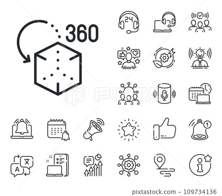 VR simulation sign. Place location, technology and smart speaker outline icons. Augmented reality line icon. 3d cube symbol. Augmented reality line sign. Influencer, brand ambassador icon. Vector VR simulation sign. Place location, technology and smart speaker outline icons. Augmented reality line icon. 3d cube symbol. Augmented reality line sign. Influencer, brand ambassador icon. Vector 109734136