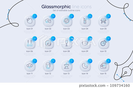 Set of Cashew nut, Walnut and Gas grill line icons for web app. Water glass, Food app, Potato icons. Dishes, Water cooler, Wine glass signs. Bowl dish, Grill, Ice creams. Pizza. Vector 109734160