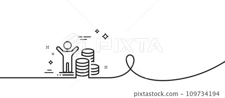 Budget profit line icon. Continuous one line with curl. Money gain sign. Investment symbol. Budget profit single outline ribbon. Loop curve pattern. Vector 109734194