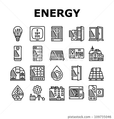 energy efficient technology green icons set vector 109735046