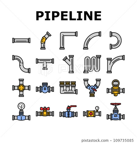 pipeline oil industry gas pipe icons set vector 109735085