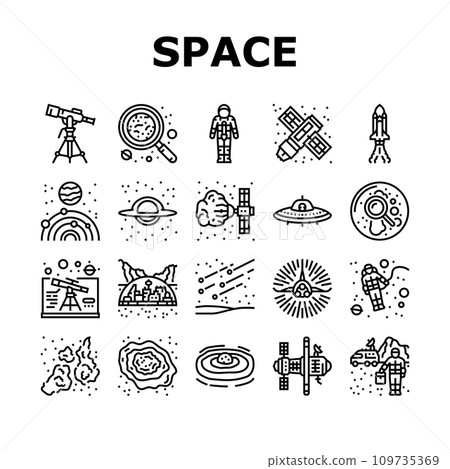 space exploration planet icons set vector 109735369