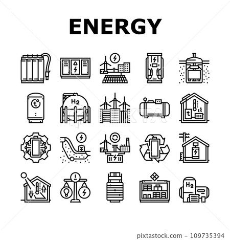 energy storage power system icons set vector 109735394
