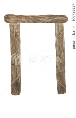 Watercolor wooden doorjamb illustration isolated on white Watercolor wooden doorjamb illustration isolated on white 109735537