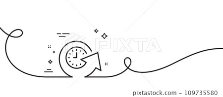Update time line icon. Continuous one line with curl. Refresh watch sign. Update time single outline ribbon. Loop curve pattern. Vector Update time line icon. Continuous one line with curl. Refresh watch sign. Update time single outline ribbon. Loop curve pattern. Vector 109735580