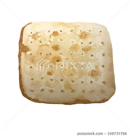 Watercolor Passover bread matzah isolated on white 109735766
