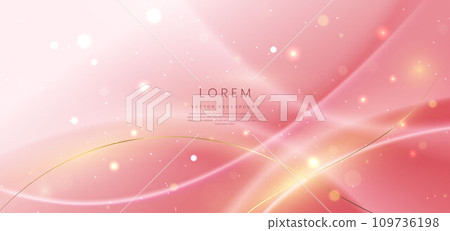 Luxury soft pink background with gold line curved and lighting effect sparkle. 109736198