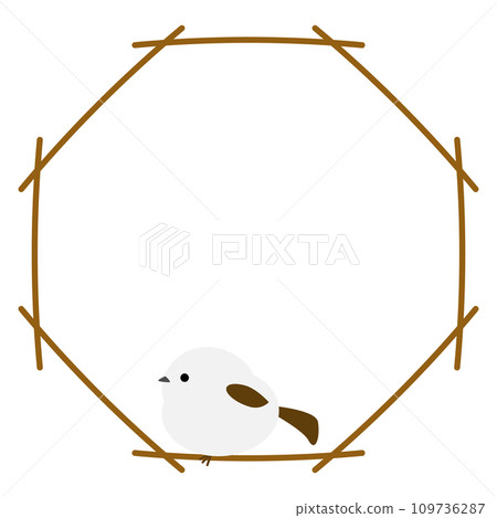 Octagonal frame of long-tailed moth and branches 109736287