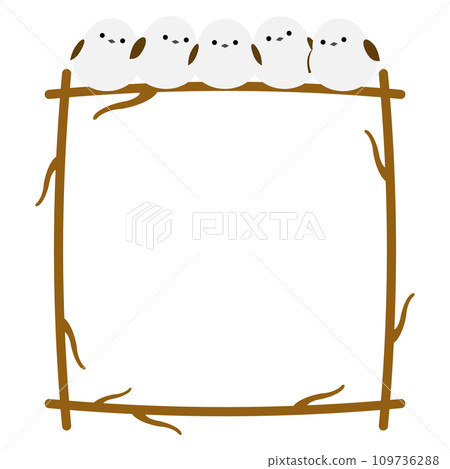 Square frame of Shimaenaga dumplings and branches Square frame of Shimaenaga dumplings and branches 109736288