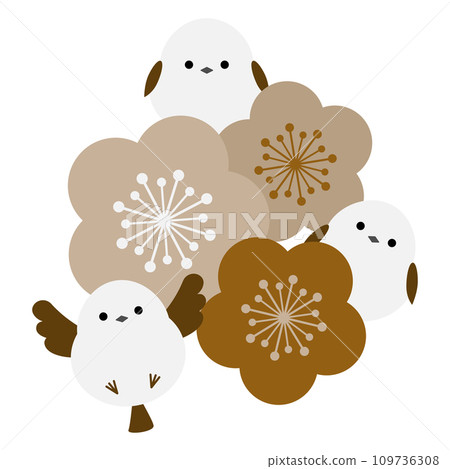 Plum blossoms and three long-tailed moths Plum blossoms and three long-tailed moths 109736308