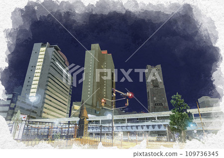 Watercolor style Yokohama Sakuragicho Sakura Mirai Bridge Yokohama City, Kanagawa Prefecture Watercolor style Yokohama Sakuragicho Sakura Mirai Bridge Yokohama City, Kanagawa Prefecture 109736345