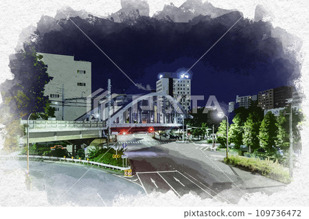水彩風格 橫濱 櫻木町 櫻木町一丁目十字路口 神奈川縣橫濱市 水彩風格 橫濱 櫻木町 櫻木町一丁目十字路口 神奈川縣橫濱市 109736472