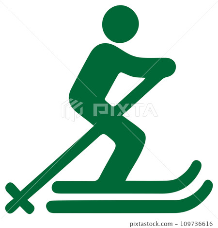 滑雪圖示綠色 滑雪圖示綠色 109736616