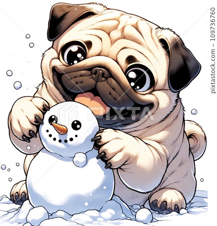 哈巴狗在雪地裡玩耍 哈巴狗在雪地裡玩耍 109736760