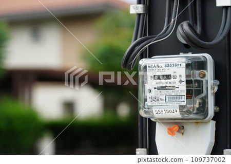 Bangkok, Thailand - May 15, 2022 Electric measuring power meter for energy cost at home and office.. Bangkok, Thailand - May 15, 2022 Electric measuring power meter for energy cost at home and office.. 109737002
