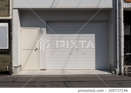 rusty metal rolling door background 109737246