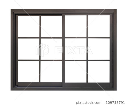 black metallic window frame isolated on white background 109738791