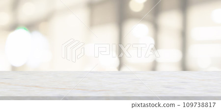 marble table top with blurred abstract cafe restaurant interior background 109738817