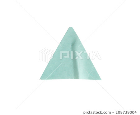 blue triangle shape sticker label isolated on white background 109739004