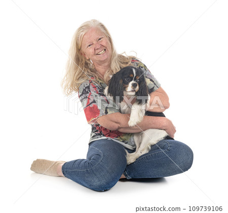 cavalier king charles and woman cavalier king charles and woman 109739106