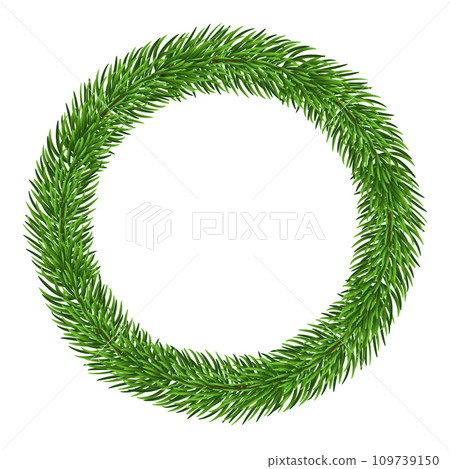 Christmas green wreath isolated on white background. Christmas decorations.  109739150