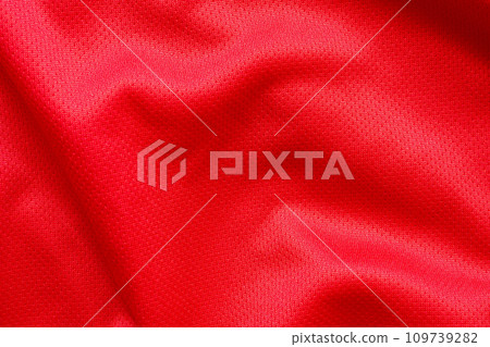 Red sports clothing fabric football shirt jersey texture background Red sports clothing fabric football shirt jersey texture background 109739282