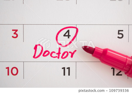 important doctor appointment schedule write on white calendar page date close up important doctor appointment schedule write on white calendar page date close up 109739336