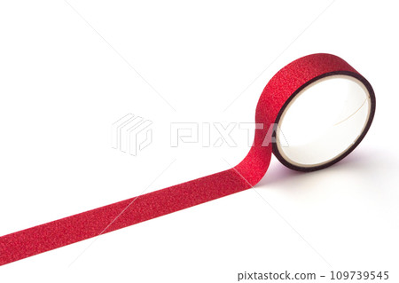 Red glitter tape roll on white background Red glitter tape roll on white background 109739545
