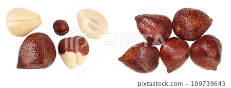 Salak snake fruit isolated on white background. Top view. Flat lay. 109739643