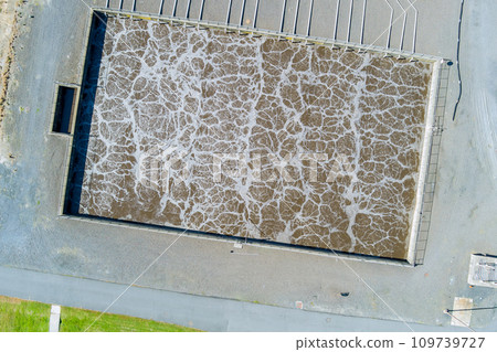 Industrial wastewater treatment plant with aeration tanks purification of recycled water. 109739727